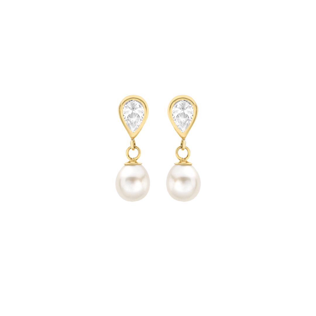 9ct Gold Dainty Pearl Teardrop Earring