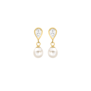 9ct Gold Dainty Pearl Teardrop Earring