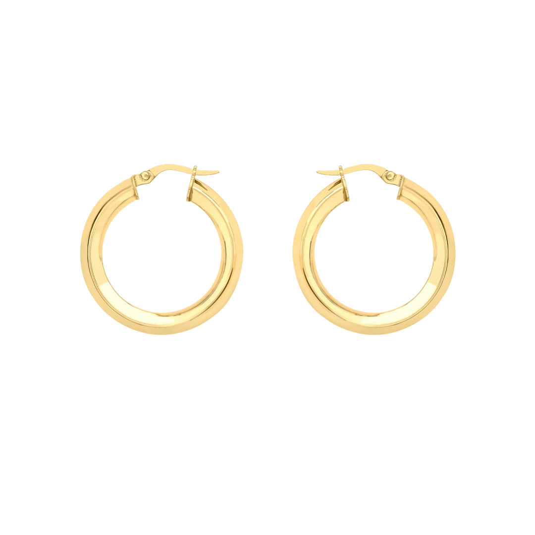 9ct Gold Square Tube Hoops - Large