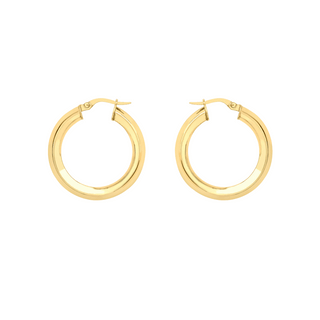 9ct Gold Square Tube Hoops - Large