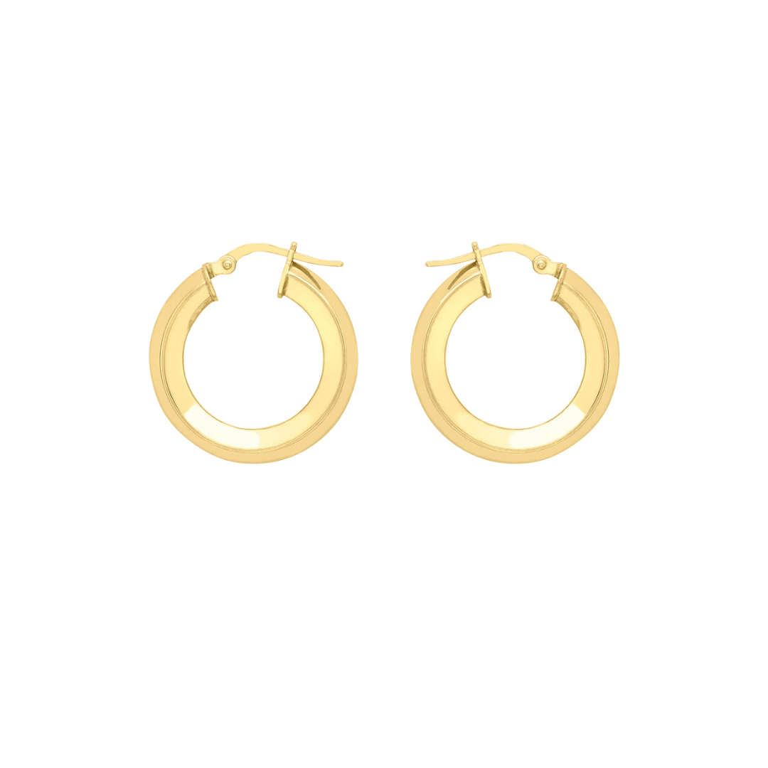 9ct Gold Square Tube Hoops - Medium