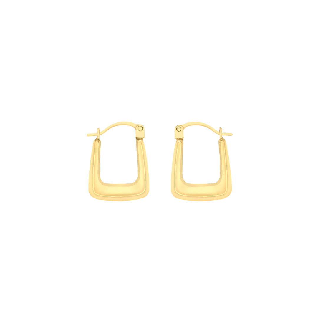 9ct Gold Small Rectangle Hoop Earrings