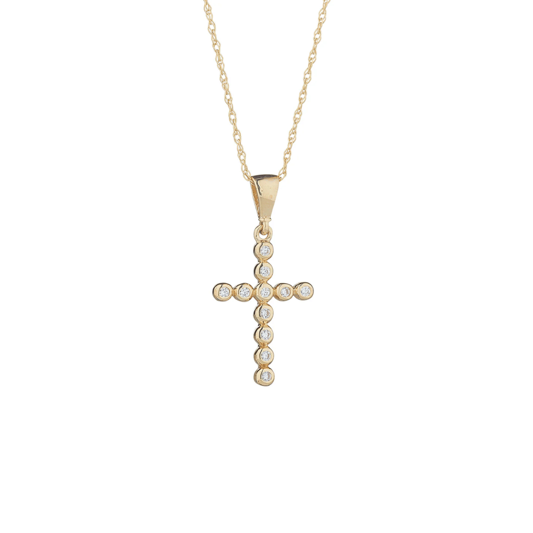 9ct Gold Bezel Cross Necklace