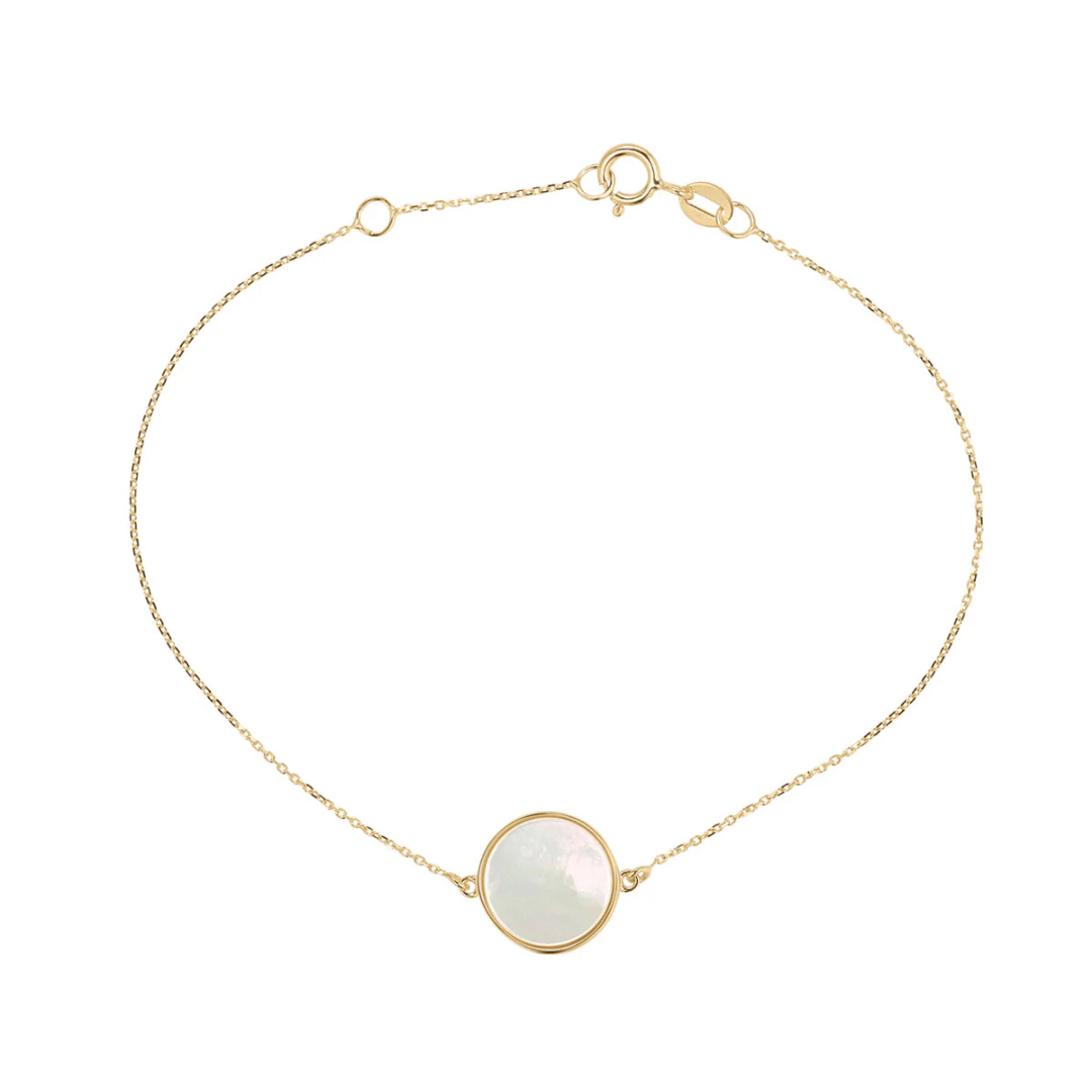 9ct Gold Mother of Pearl Disc Necklace