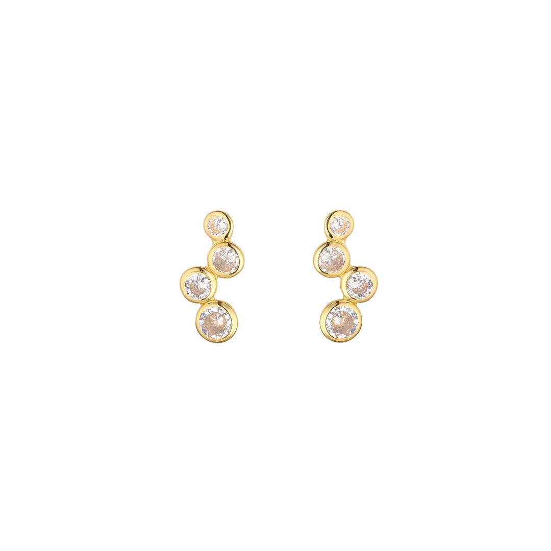 9ct Gold Bezel Climber Stud Earrings