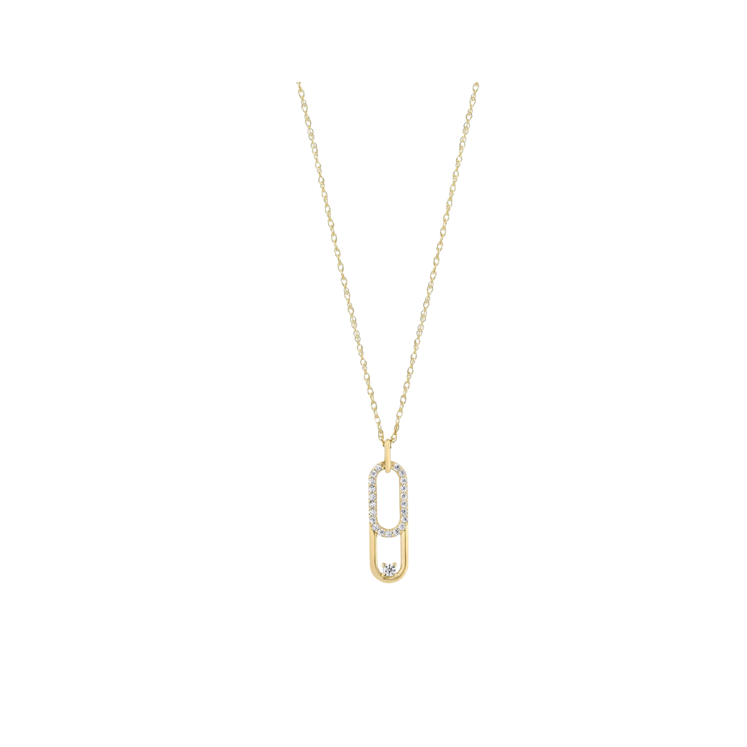 9ct Gold CZ Double Oval Pendant