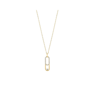 9ct Gold CZ Double Oval Pendant