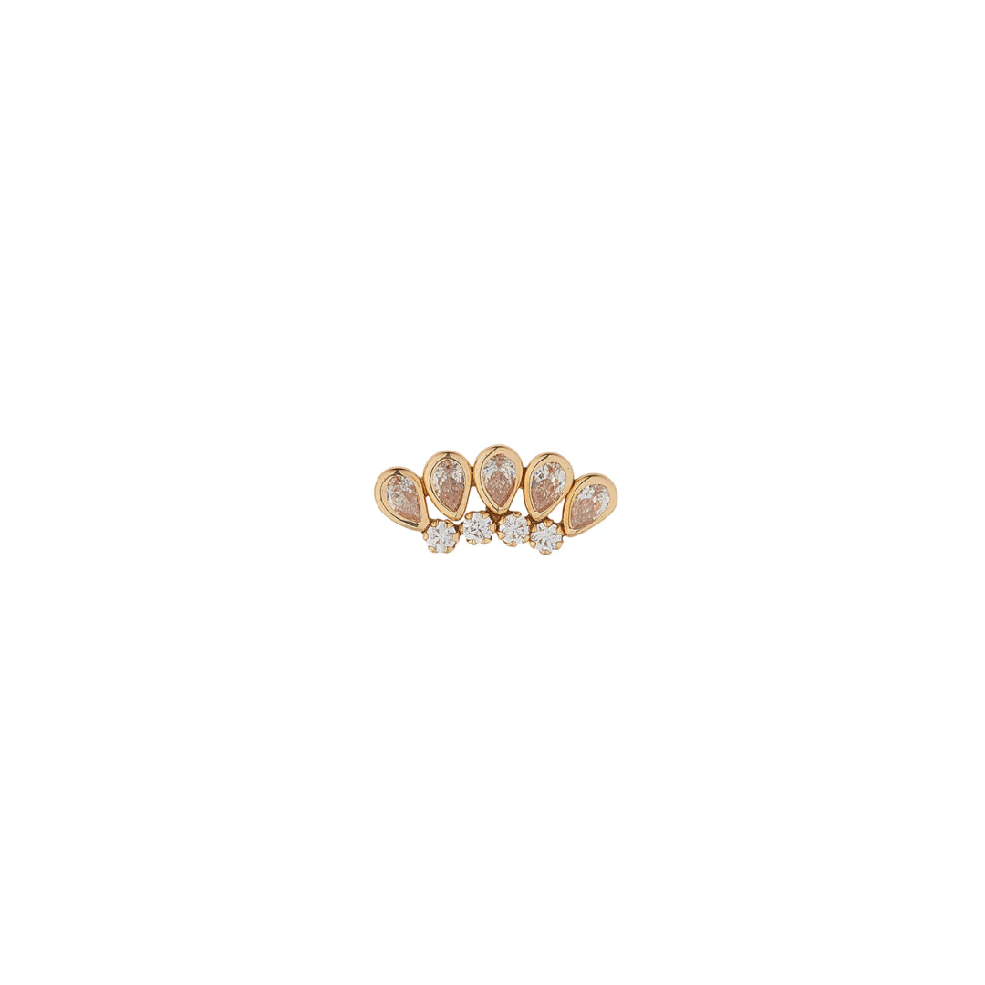 9ct Gold CZ Garland Single Stud Flatback Earring