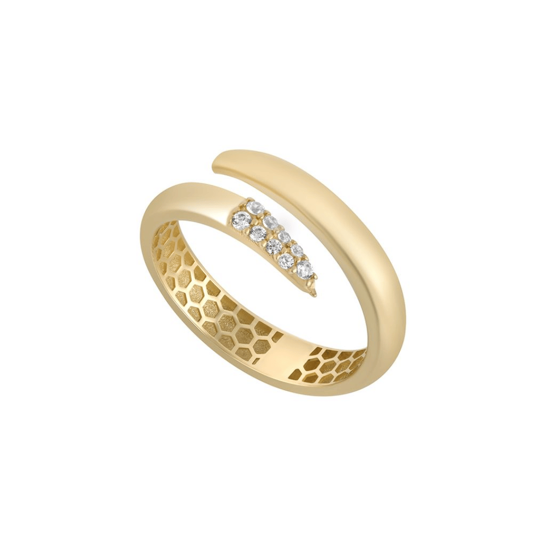 9ct Gold CZ Dipped Wrap Around Ring