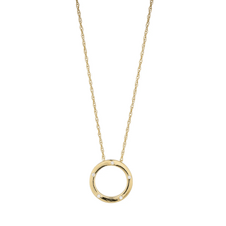 9ct Gold CZ Screw Set Open Circle Pendant
