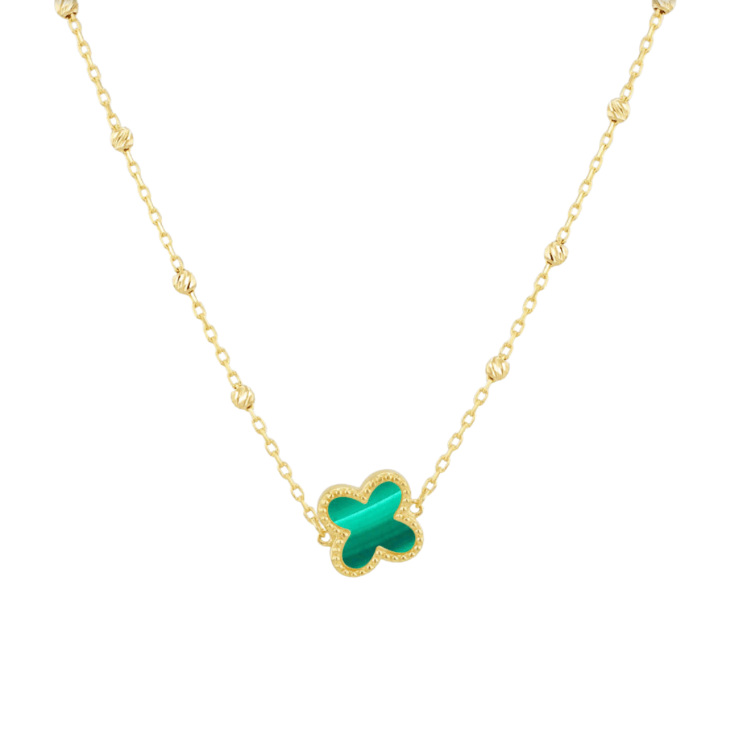 9ct Gold Malachite Petal Necklace