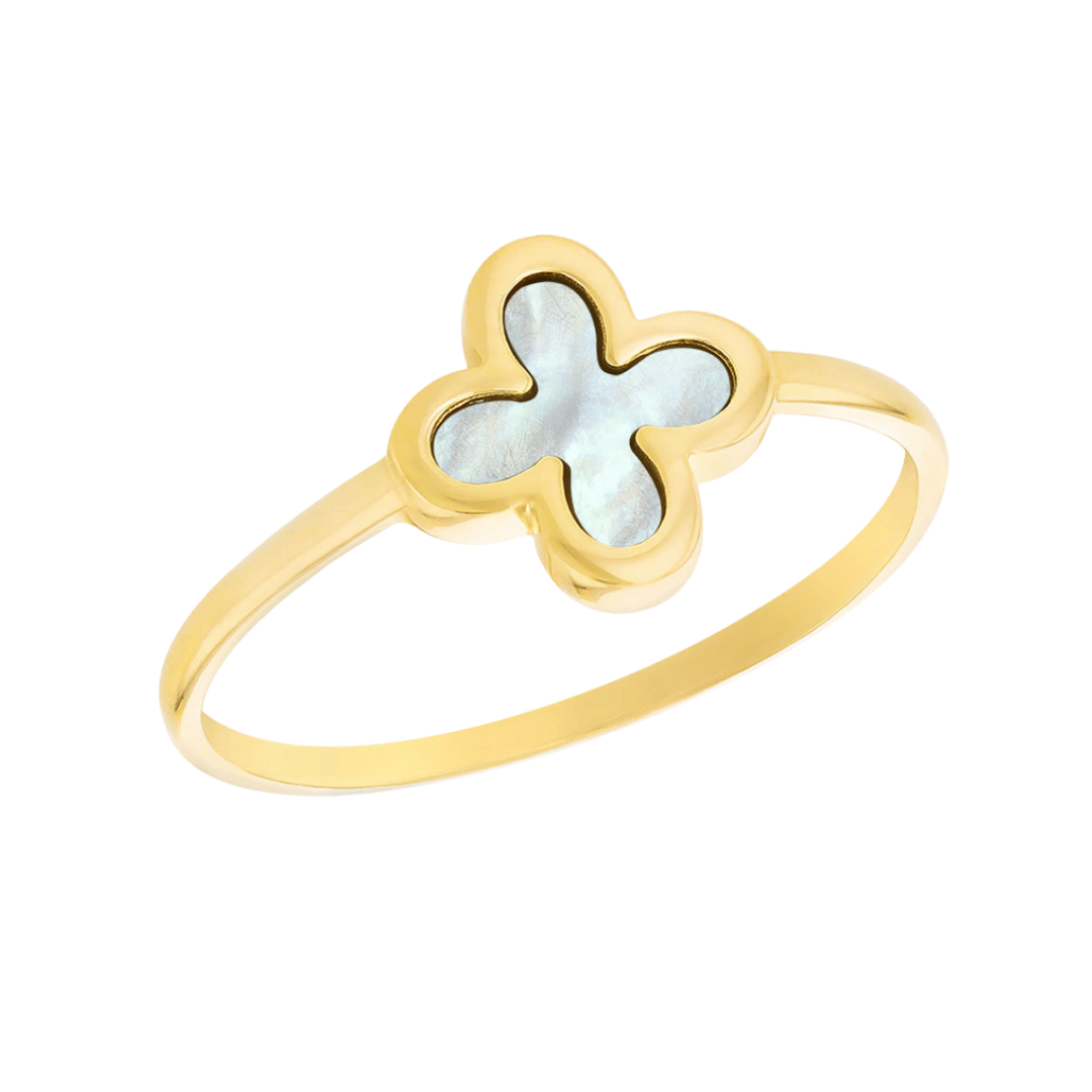 9ct Gold Mother of Pearl Clover Ring