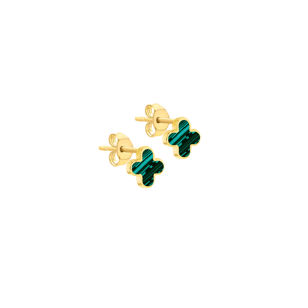 9ct Gold Malachite Petal Studs