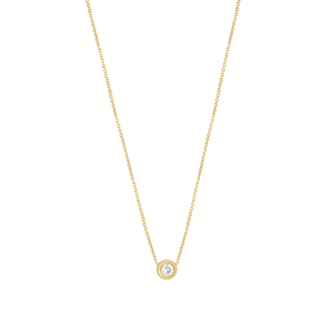 9ct Gold Dainty Solitaire Necklace