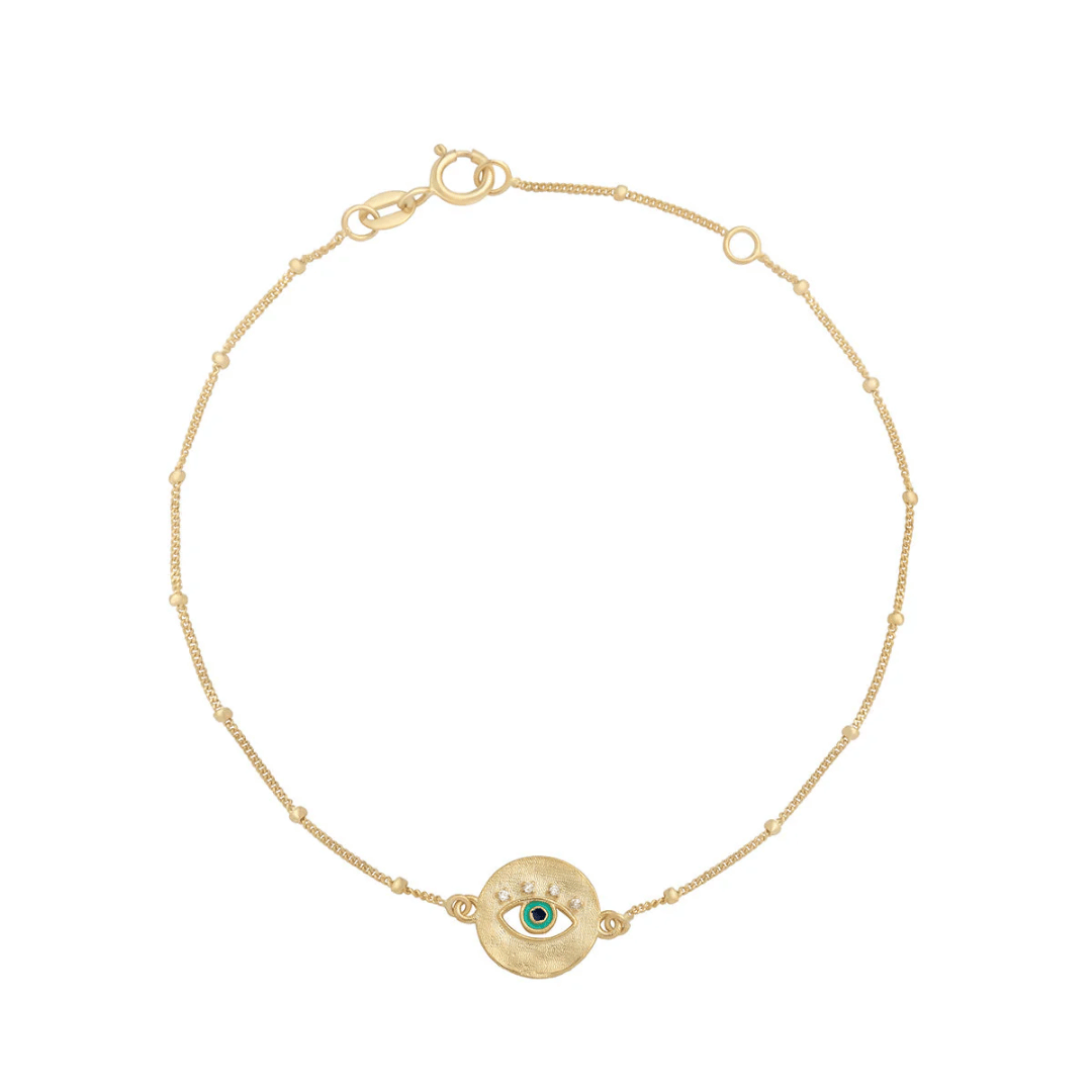 9ct Gold Evil Eye Disc Bracelet