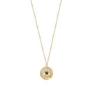 9ct Gold Beaded Evil Eye Disc Necklace
