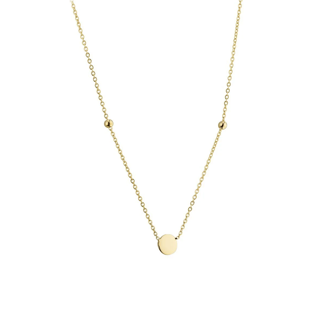 9ct Gold Dainty Ball and Disc Necklace