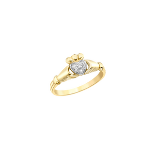 9ct Gold Dainty Diamond Claddagh Ring