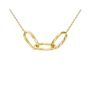 9ct Yellow Gold Diamond Cut Linked-Ovals Adjustable Necklace