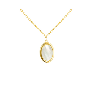 9ct Yellow Gold Oval Mother Of Pearl Adjustable Necklace