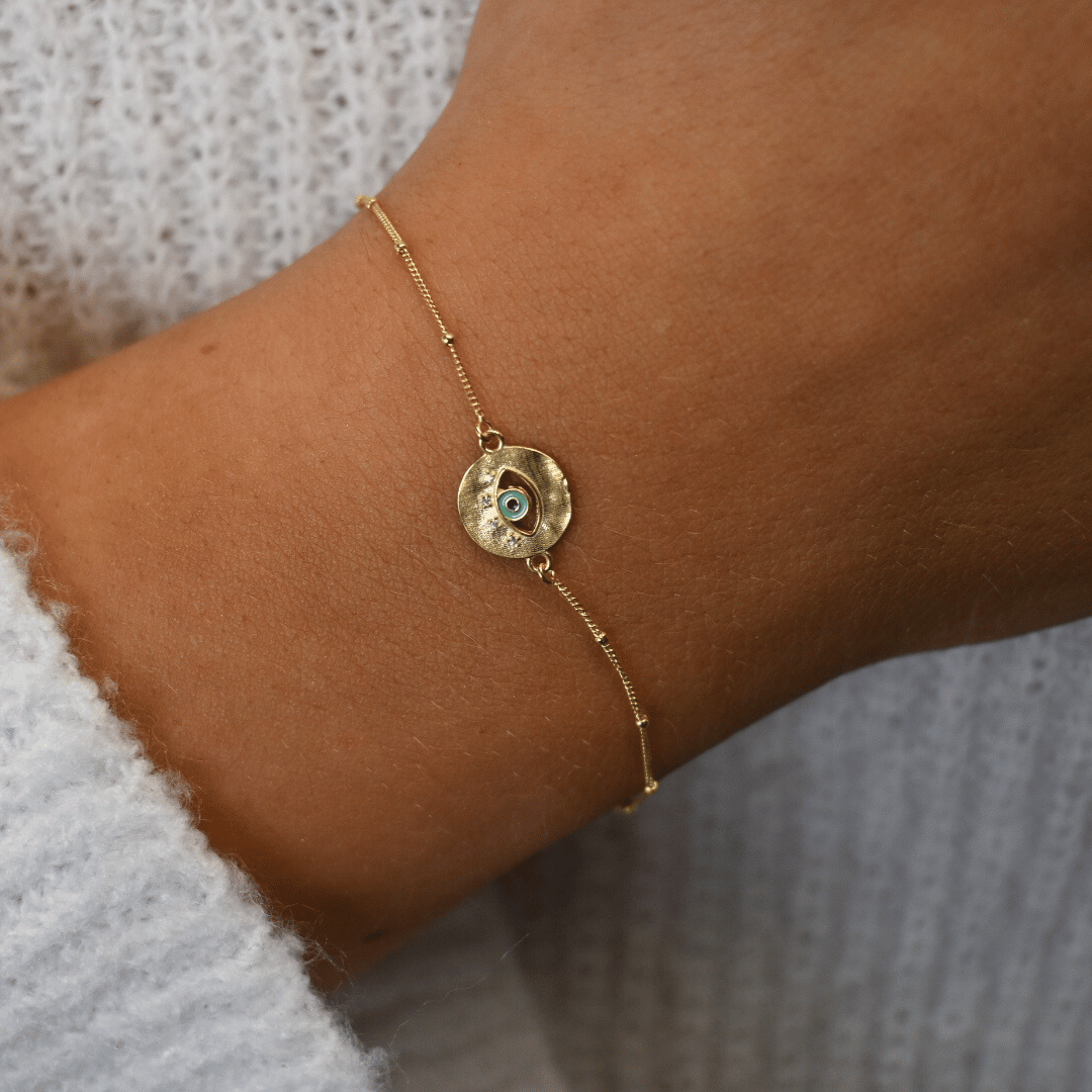 9ct Gold Evil Eye Disc Bracelet