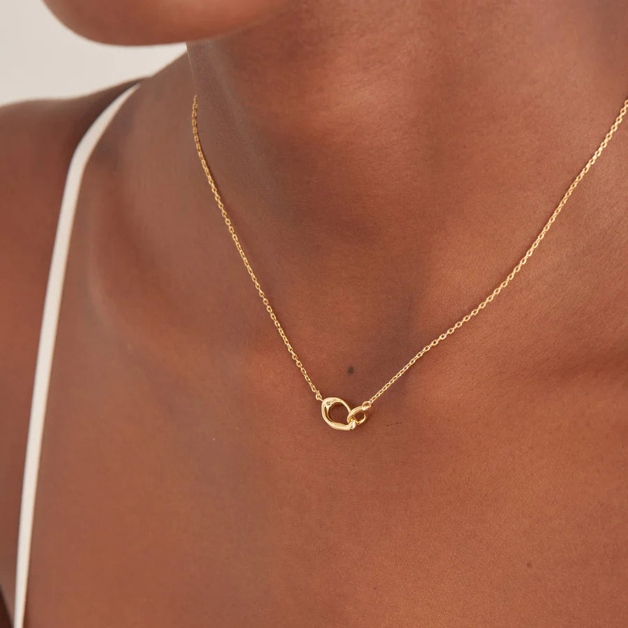 Wave Link Necklace Gold