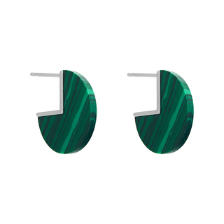 Sterling Silver Round Malachite Earrings