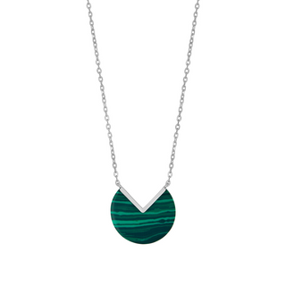 Sterling Silver Round Malachite Pendant