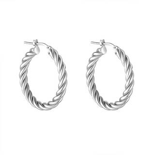 Sterling Silver Narrow Twist Hoops