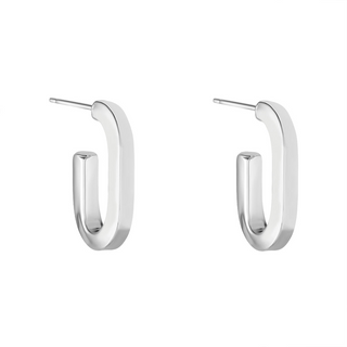 Sterling Silver Oval Hoop Earrings