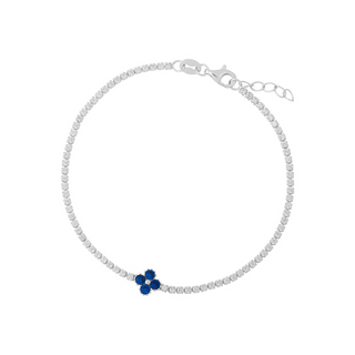 S/S Sapphire Clover Cz Tennis Bracelet