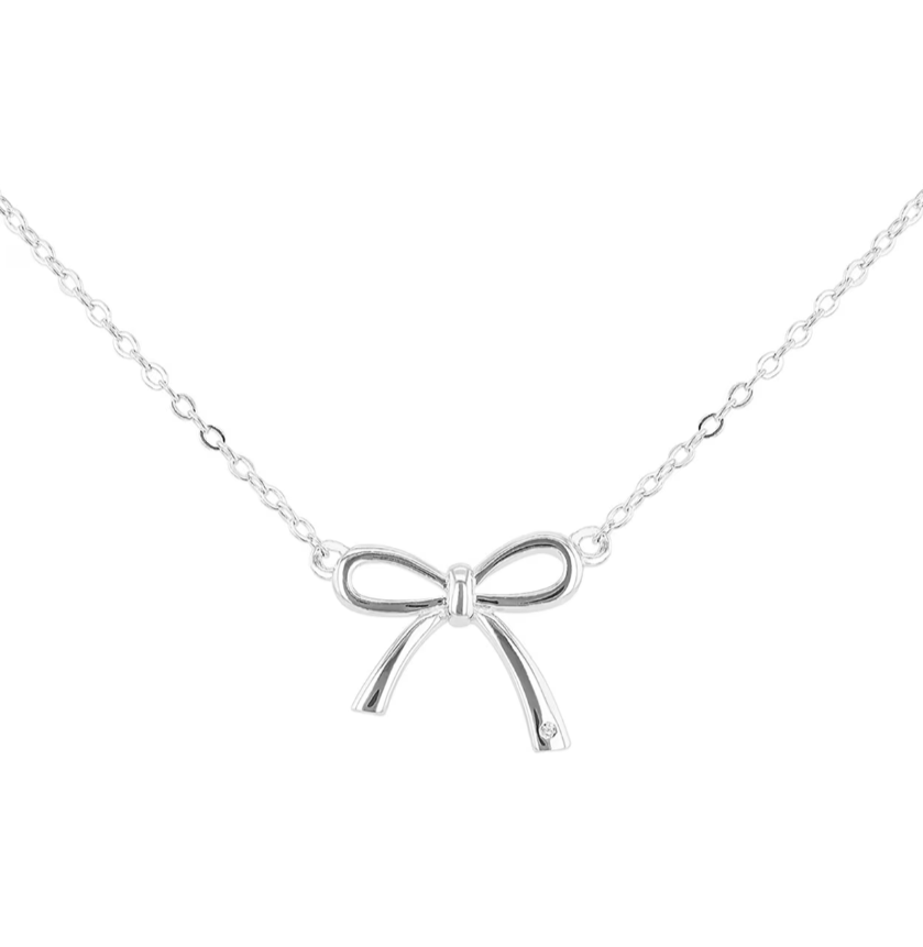 Bow White Diamond Adjustable Necklace