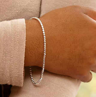 Silver Square Bead Bracelet