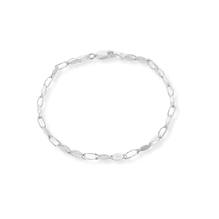 Silver Textured Oval Link Paper Chain Bracelet