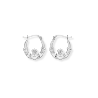 Sterling Silver Claddagh Creole Earrings