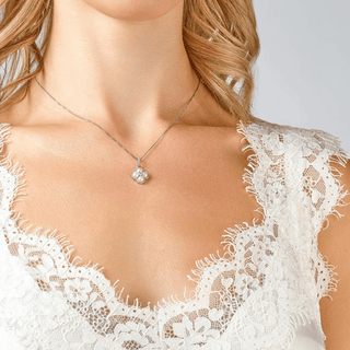 Silver Pearl Adorned Clover Necklace