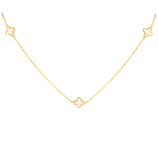 9ct Gold Mother of Pearl 3 Clover Necklace