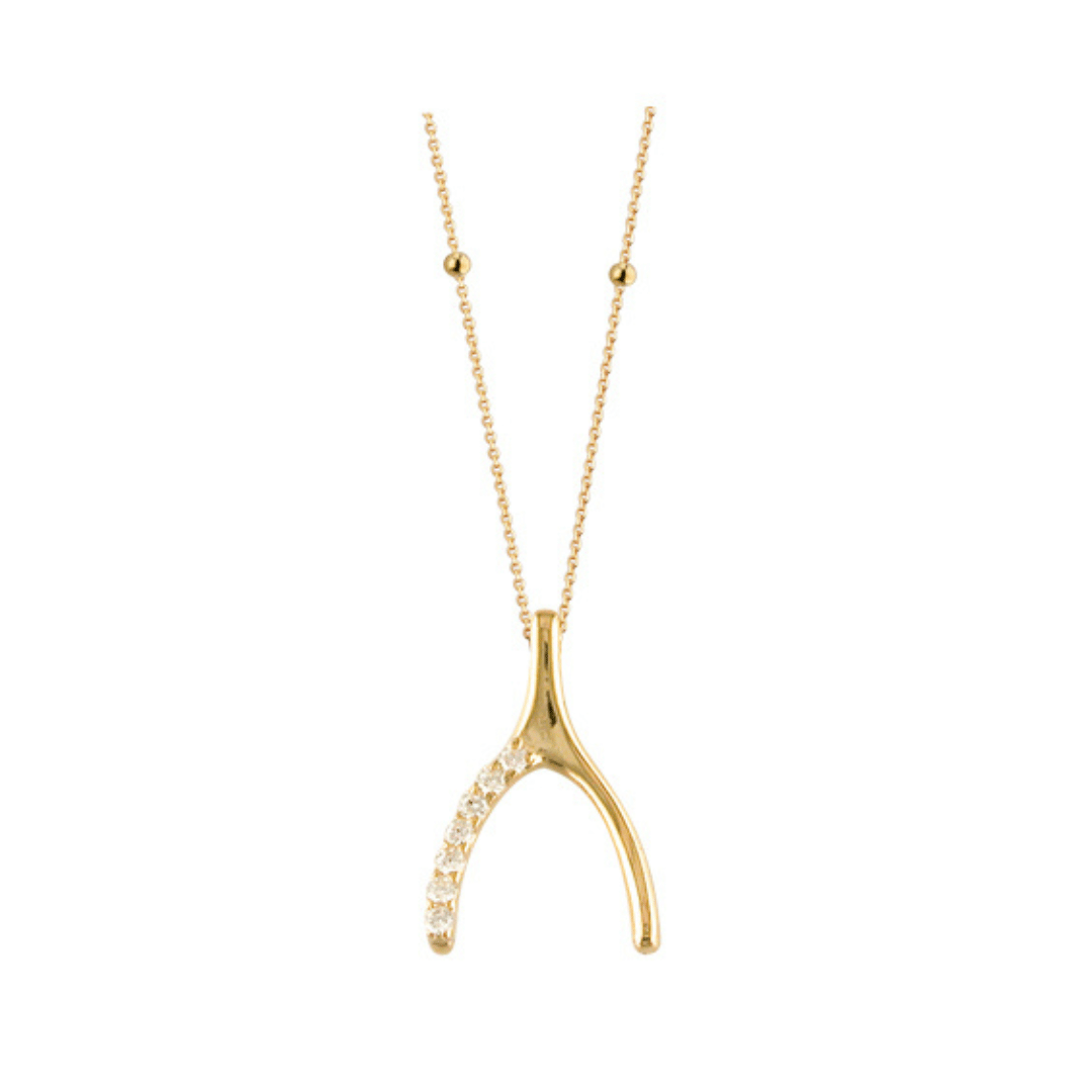 9ct Gold Wishbone Necklace