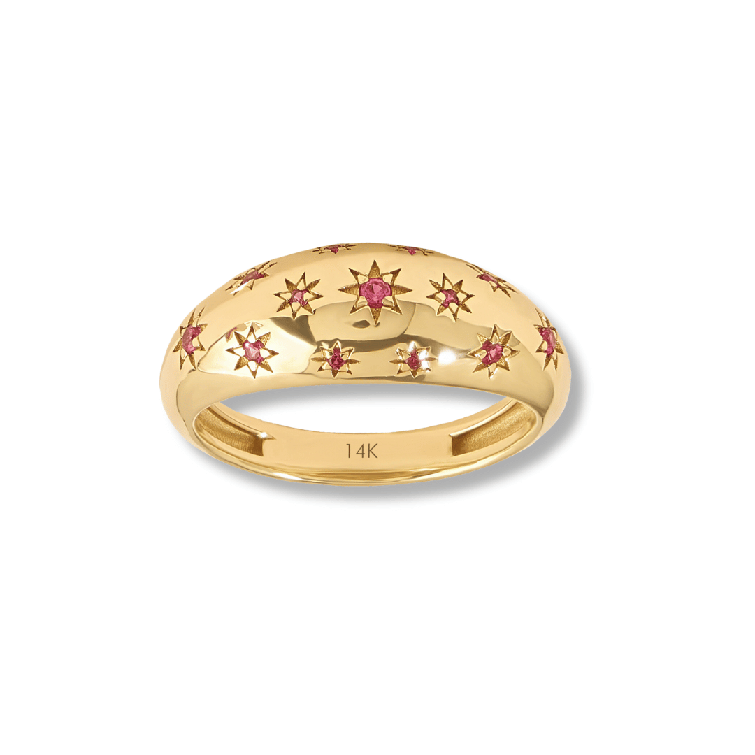 14k Dome Starry Ruby Ring
