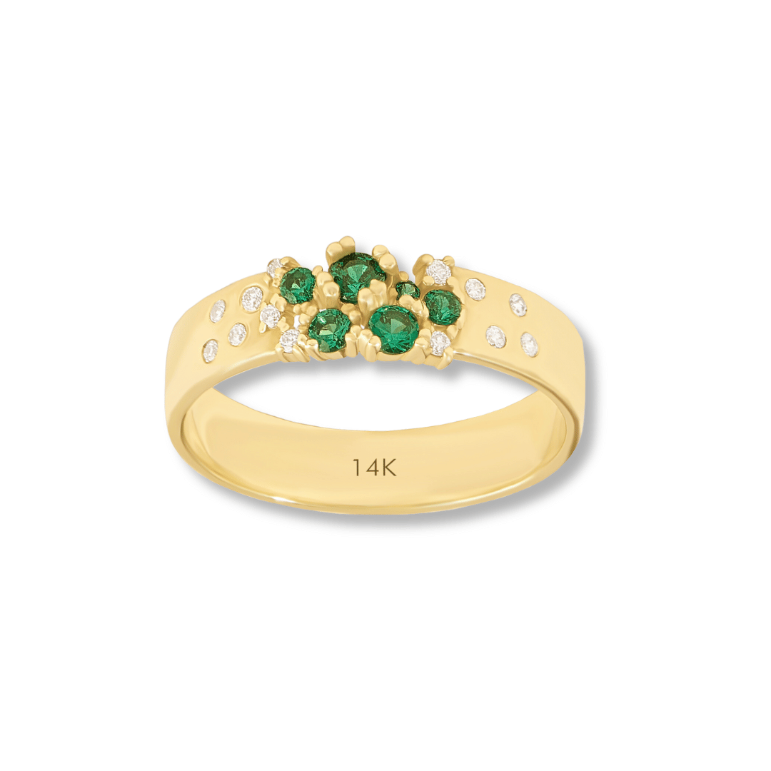 14k Emerald Cluster Band Ring
