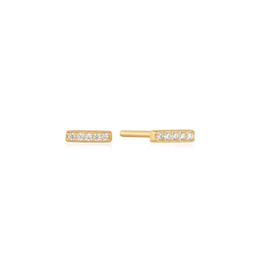 Gold Glam Bar Stud Earrings