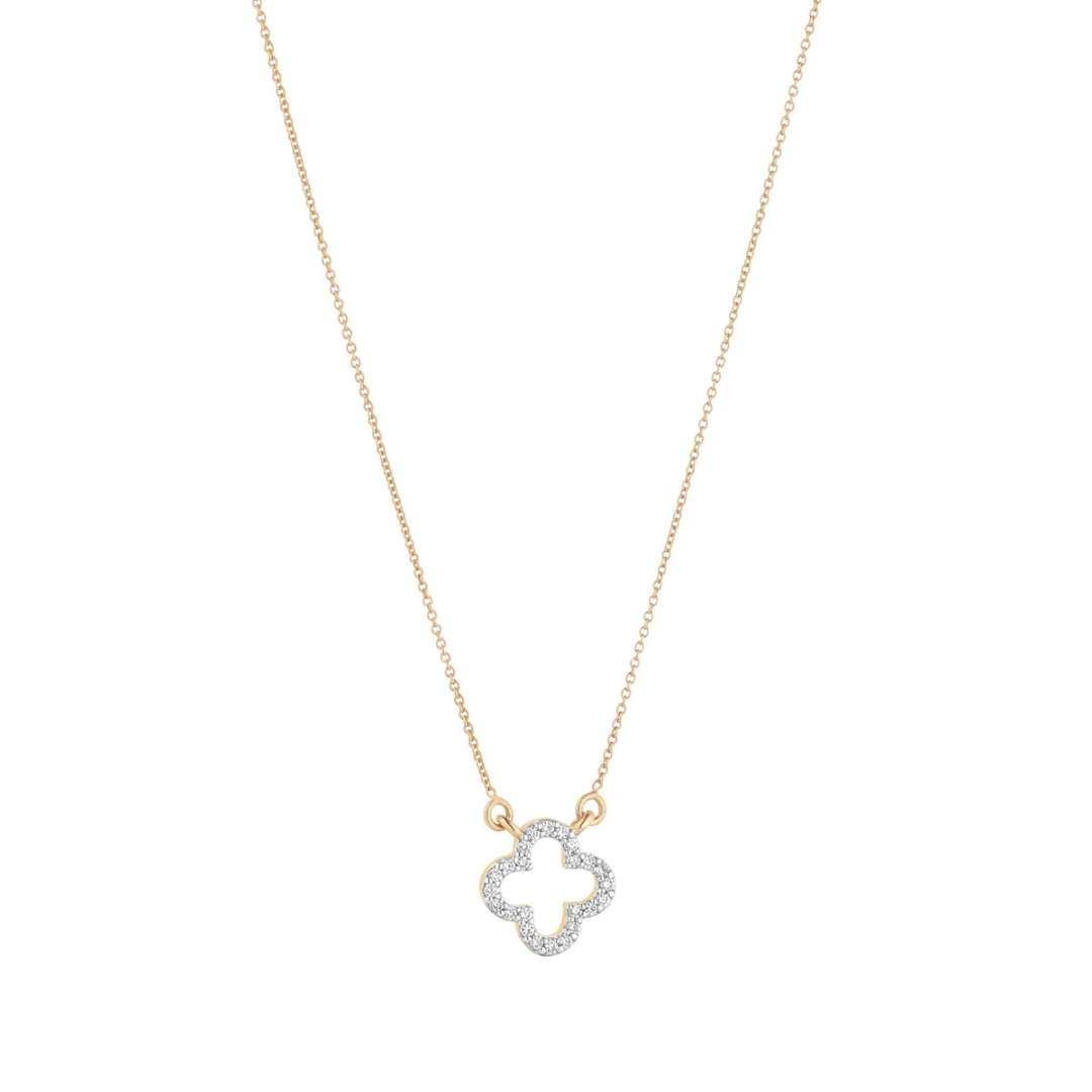 9ct Gold Diamond Clover Necklace