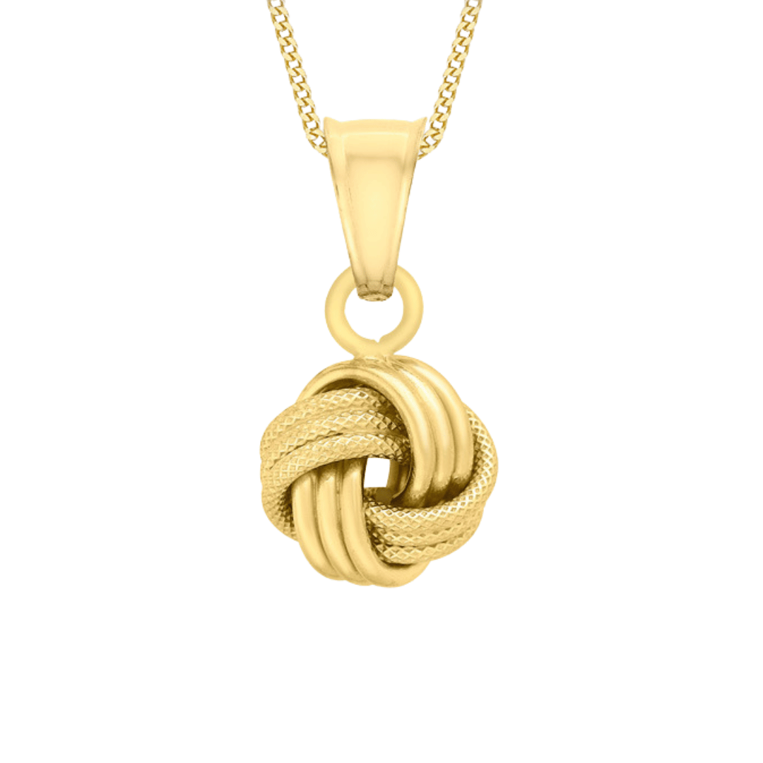 9ct Gold Shiny and Textured Knot Necklace