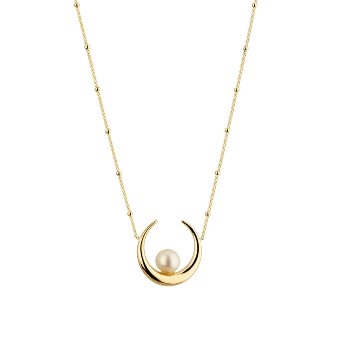 9ct Gold Crescent Pearl Necklace