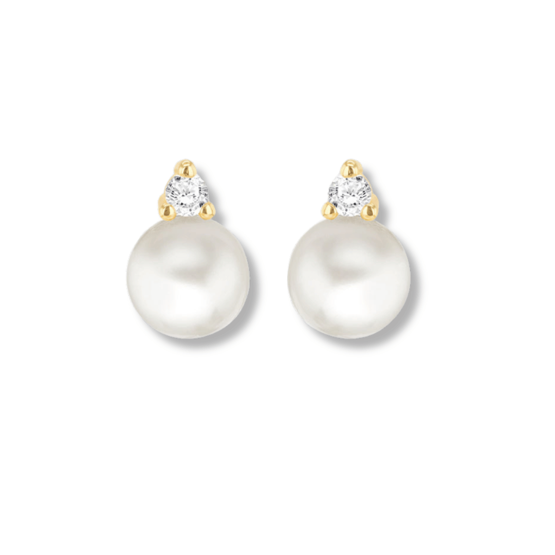 9ct Gold CZ Pearl Drop Earrings