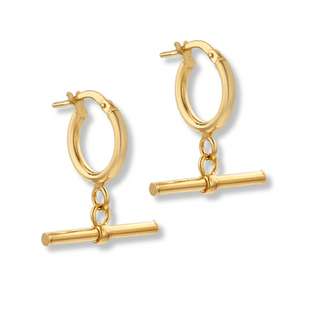 9ct Gold T-Bar Hoop Earrings