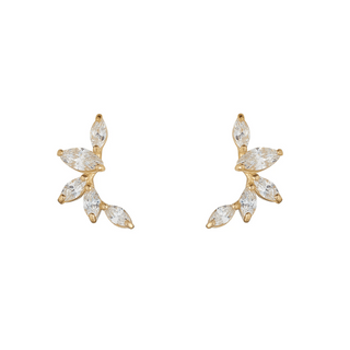 9ct Gold Marquis Cluster Climber Earrings
