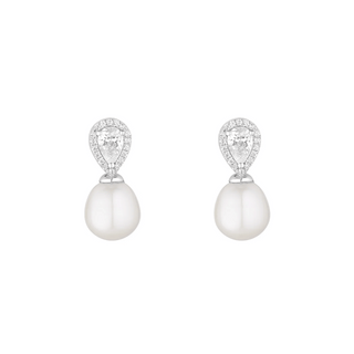 Silver Teardrop and Pearl Drop Earring