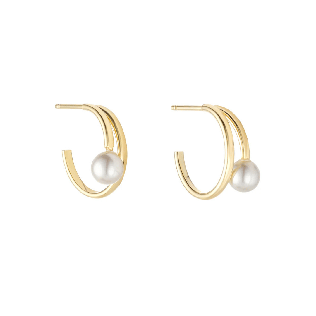 Pearl Open Double Hoop Earrings