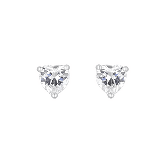 Silver Cubic Zirconia Heart Stud Earrings